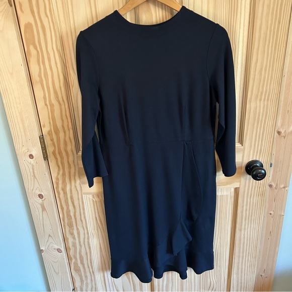 J.Jill Ponte Ruffle Navy Blue Dress. Size Small. - Picture 3 of 15